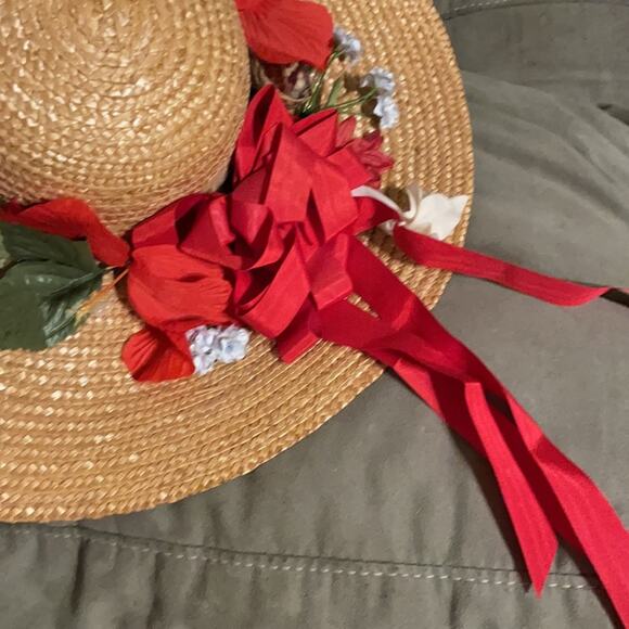 Floral Cottagecore straw hat wide brim